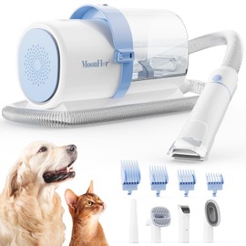 Moonflor Dog Grooming Kit with 2.5L Large-Capacity 10Kpa Dog Vacuum for Shedding,Low Noise Dog Hair Remover with 4 Proven Pet Grooming Supplies, Quiet Hair Clippers Set for Cats Dogs Pets