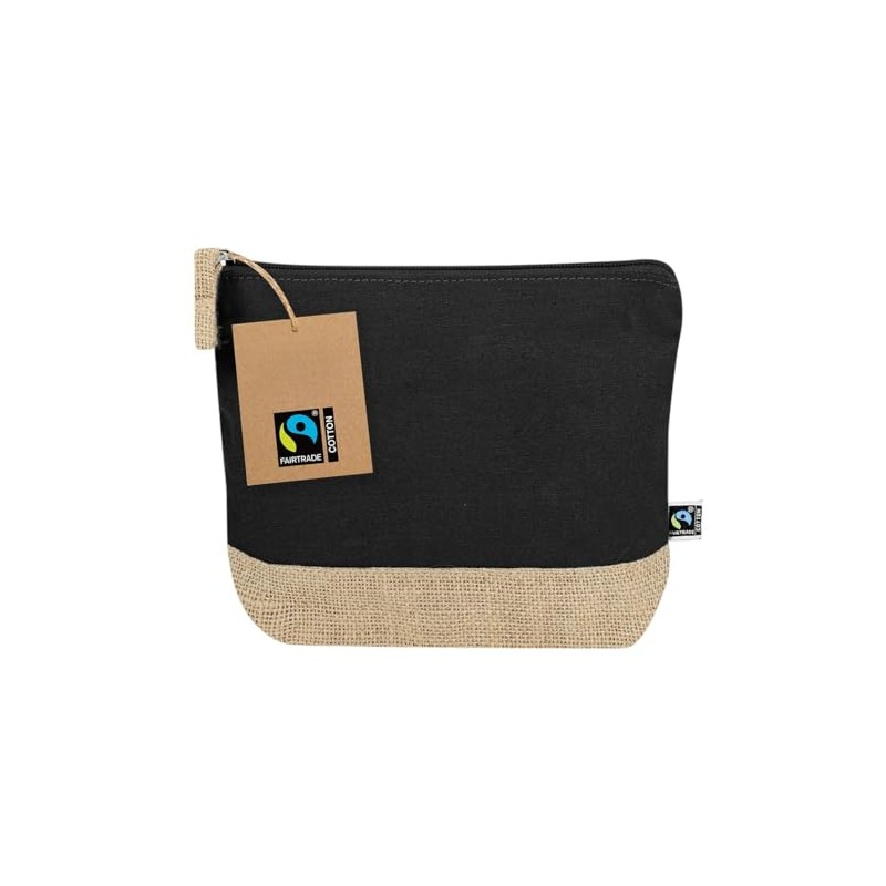 Fairtrade Kulturbeutel aus Baumwolle und Jute, 21,5 x 16,5 x