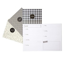 Pukka Pad, Carpe Diem 32 Page A6 4 Pack – Includes Plain, Lined, Dotted, and Planner Notebooks – Monochrome