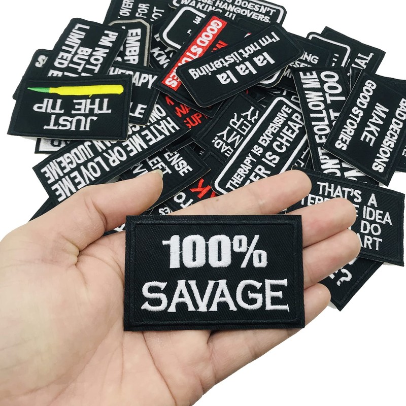 Woohome 40 PCS Iron on Patches, Assorted Slogan Embroidered Patch