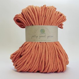5mm Braided Macrame Cord Rope by Jolly Good Yarn, Soft Recycled Cotton, 100m (500g), Wall & Plant Hangers, Textile Jewellery, Decorations (Thornbury Orange)