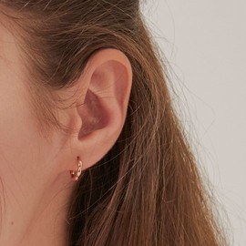 Gold & Deer 14K Gold Field Grain Chewy Ring Earrings White Gold (Pair) 6mm / 골드앤디어 14K 골드필드 그레인 츄이스티 링귀걸이 화이트골드(한쌍)  6mm
