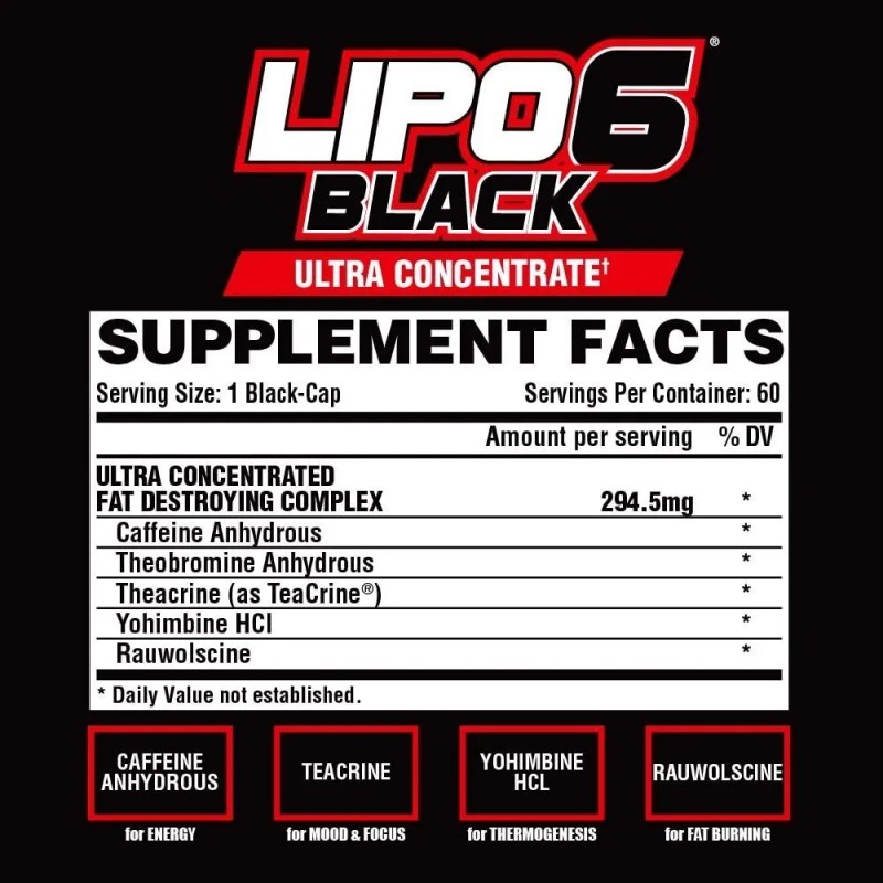 Lipo6 Black Ultra Concentrate Cafena 60 Caps Nutrex Pote Sin