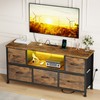 Lulive TV Stand for Bedroom, LED Rustic Brown Dresser for