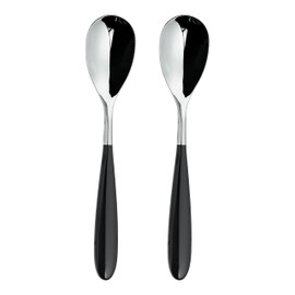 Grunwerg 2TAS650BK Yin & Yang Table Spoons, Stainless Steel, Black