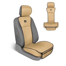 Caterpillar AeroMesh Beige Seat Covers for Trucks, Car, & SUV - (1) Front Truck Seat Cover Protector - Breathable Mesh Universal Fit Car Seat Covers - Automotive Seat Covers Top of Seat Protection