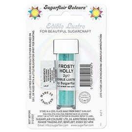 Sugarflair Frosty Holly Edible Lustre Dust, Add a Lustrous Shine to Cakes or Decorations. Brush On or Add Rejuvenator to Create Eye-Catching Edible Paint, Gives Shine to Your Bakes - 2g