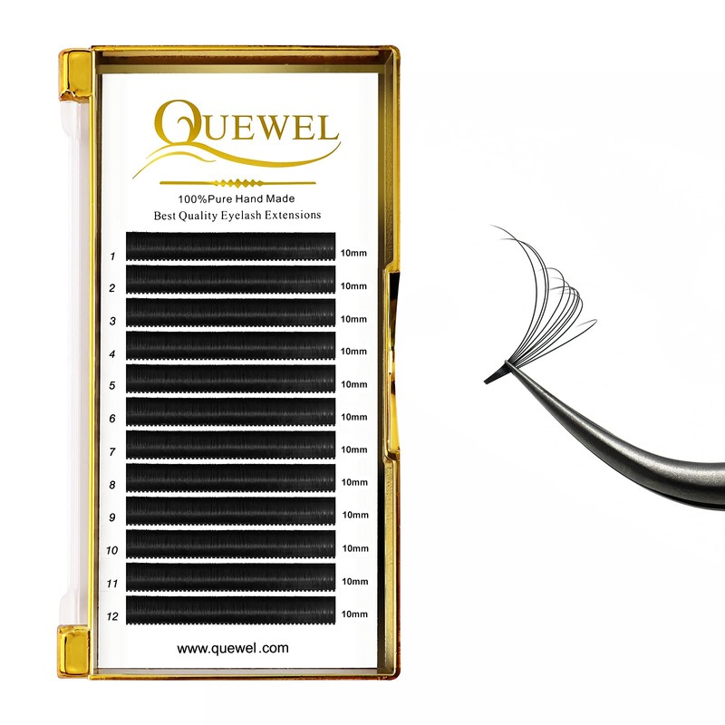 QUEWEL Easy Fan Lash Extensions 0.03mm D Curl Eyelash Extensions