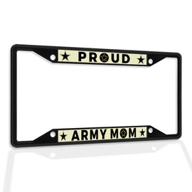 Fastasticdeals Metal Insert License Plate Frame Proud Army Mom Weatherproof Car Accessories Black 4 Holes Solid Insert