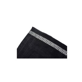 Arle-Living Luxury Medusa Bath Towel 70 x 140 cm - Finest Cotton/High Pile Terry Cloth with Medusa Flat Embossing and Silver Medusa Border (Black with Silver, Bath Towel 70 x 140 cm)