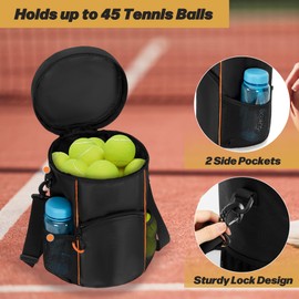 DSLEAF Tennis Ball Bag with Sturdy Bottom, Baseball & Lacrosse Ball Bag with Multiple Pockets and Portable Shoulder Strap for Tennis, Baseball, Lacrosse,Pickle Ball and Table Tennis Training