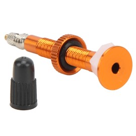 Bicycle Presta Valve Adapter, 40 mm Aluminium MTB Road Bike Tubeless Vacuum Extender Valve Adapter with Valve Stem Caps (Orange)