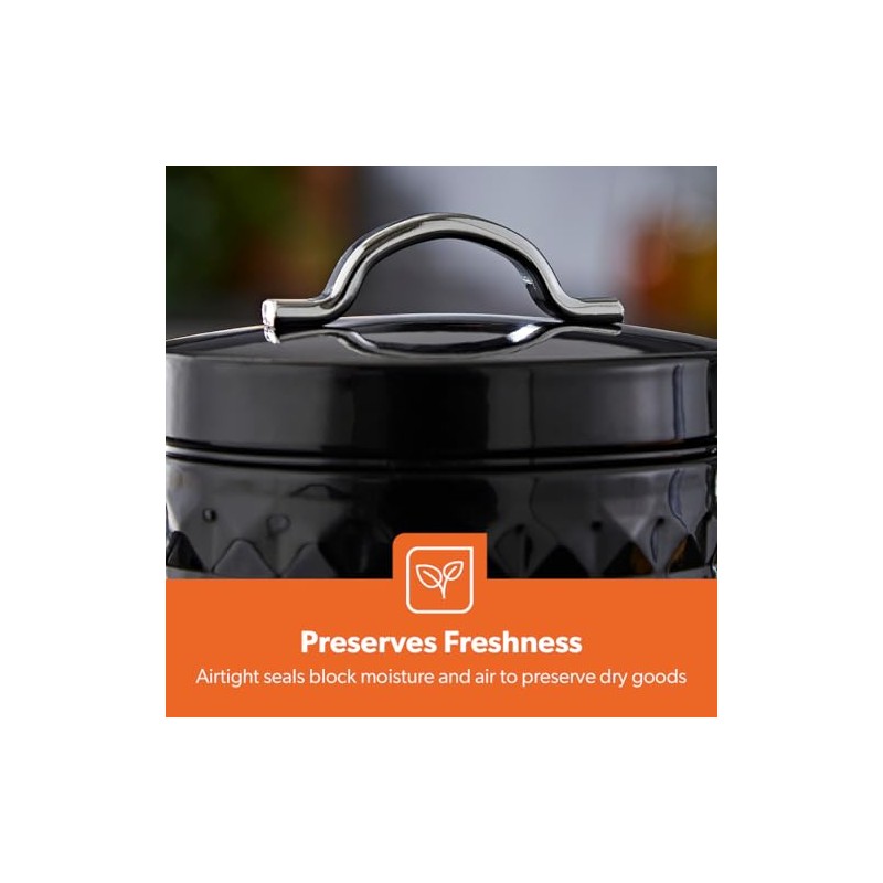 GEEPAS Argyle 3-Piece Tea Coffee Sugar Canisters Set | 1.3L