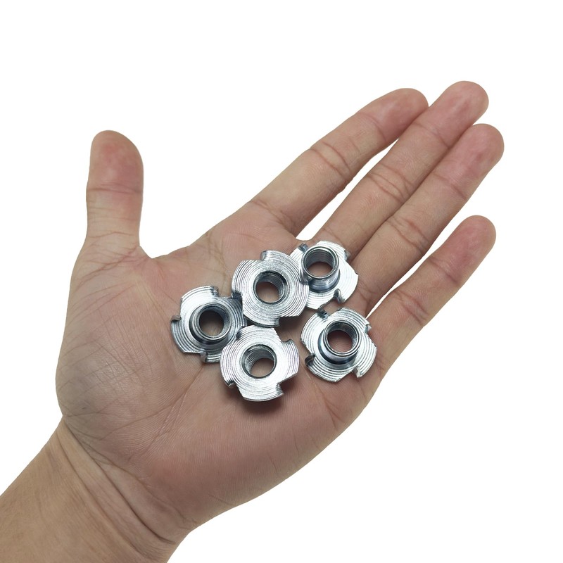 40 PCS Four Pronged T-Nuts, Galvanized Furniture Nuts for Woodworking