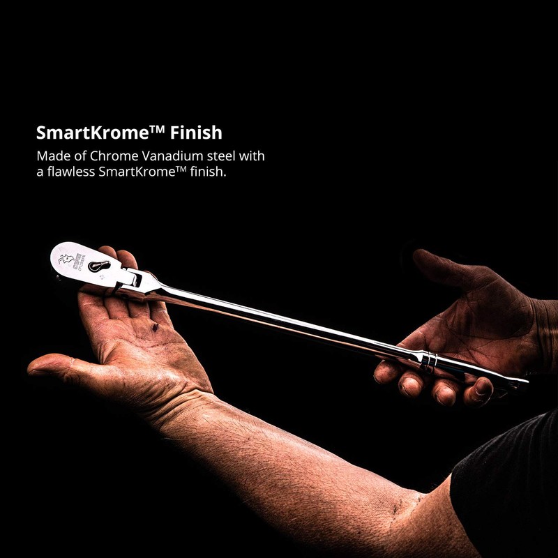 Capri Tools 1/2-Inch Drive Low Profile Flex-Head Ratchet, True 72-Tooth,