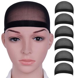 6 Pack Wig Caps | Soft Stretch Nylon Mesh, Breathable & Secure Fit for Wigs, Cosplay, Daily Wear & Hair Protection (Black)