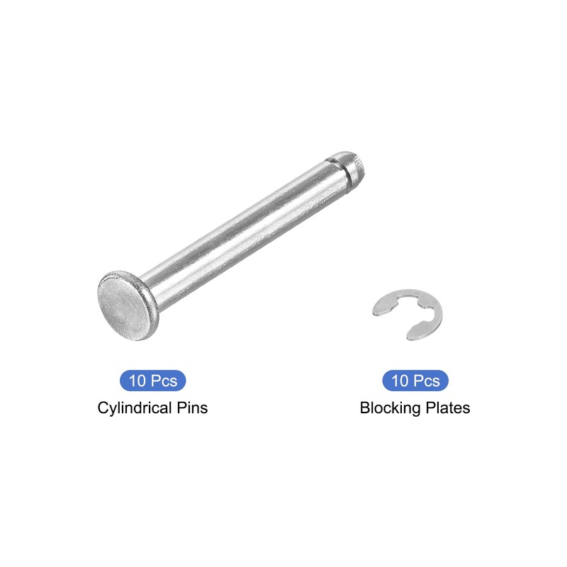 sourcing map 10Set M4x30mm 304 Stainless Steel Cylindrical Shaft Snap
