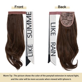 Ponytail Extensions, 40 cm Velcro Wrap Wavy Ponytail Extension Hairpiece Braid Clip in Ponytail Extension Synthetic Hair Extension for Women Girls