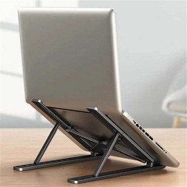 Adjustable Heat Dissipation Laptop Stand, 1 Count Plastic Foldable Laptop Desktop Stand Holder, Laptop Accessories:_Black_one-size