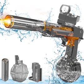 Electric Water Gun for Kids Adults - Automatic Squirt Gun With up to 32 Ft Long Range, Summer Outdoor Beach Swimming Pool Party Super Soaker Toys, Gift for Kids Age 8 9 10 11 12 Years Old Boys:_2GRAY