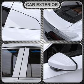 Lypumso 6D Carbon Fiber Vinyl Wrap Roll, Glossy Car Wrap Film Featuring Bubble Free Air Release Technology, Car Moto DIY Interior Exterior Decoration (Carbon Fiber White, 1ft x 10ft)