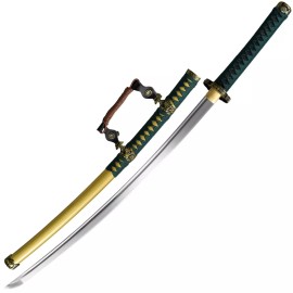 Armory Replicas JAPANESE SAMURAI SWORD GHOST OF TSUSHIMA COSPLAY TACHI KATANA GAME SWORD 1045 - Green, Gold