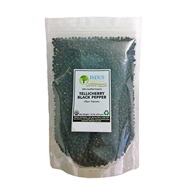 Indus Organics Tellicherry Black Peppercorns, Refill Bag, 1 Lb, Premium Grade, High Purity, Freshly Packed