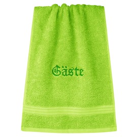Lashuma Linz Guest Towel Embroidered with Guests 30 x 50 cm Green Apple Terry Towel Bathroom