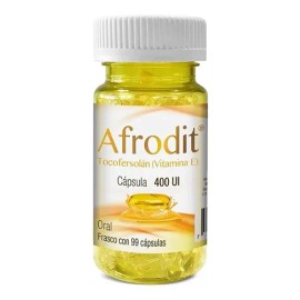 Afrodit Tocofersolan Vitamina E 99 Capsulas 400ui Progela Sabor Sin Sabor