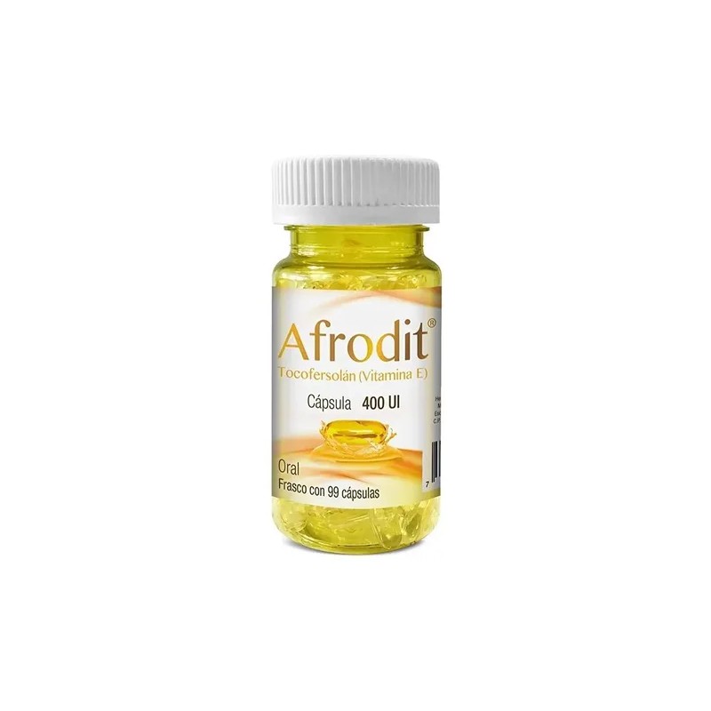 Afrodit Tocofersolan Vitamina E 99 Capsulas 400ui Progela Sabor Sin