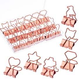 Mr. Pen- Cute Metal Binder Clips, 18 pcs, 0.75", Small Size, 6 Styles, Rose Gold Binder Paper Clips, Paper Clamps for Office Supplies, Home, School, Business, Document Organizing