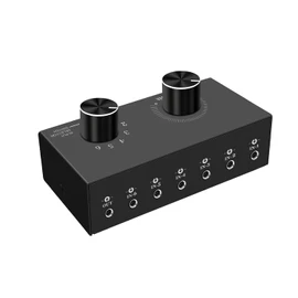 6-Way Audio Switcher, 3.5mm (1/8") Stereo Audio Switcher, Plug & Play Compatible with PC, Laptop, MP3, MP4, Headphone, Game System ect. (6 in-1 Out)