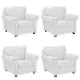 Klmnop 4 Pcs Outdoor Plastic Chair Cover, Waterproof Armchair Dust Proof Plastic Couch Cover, Furniture Cover for Recliner Sofa Chair Couch Moving and Storage(37 x 30 x 30 Inch)