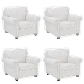 Klmnop 4 Pcs Outdoor Plastic Chair Cover, Waterproof Armchair Dust Proof Plastic Couch Cover, Furniture Cover for Recliner Sofa Chair Couch Moving and Storage(37 x 30 x 30 Inch)