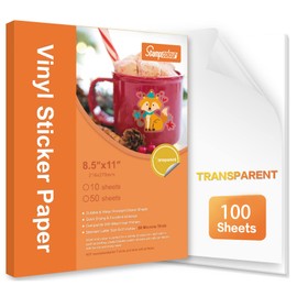 Printable Vinyl Sticker Paper for Cricut,Transparent No-waterproof, Clear Decal Paper 100 Sheets Self-Adhesive Labels Crafts,Dries Quickly Tear Resistant-for Any Epson HP Canon Sawgrass Inkjet Printer