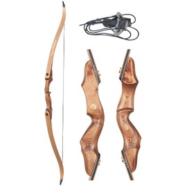 toparchery Black Hunter recurve Bow 60" recurve Bows for Adults Hunting Bow for Adults Long Bow Archery recurve Bows Right Hand Bow Wooden Takedown Bow (30 LBS)