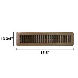 Hartford Ventilation Floor Register Vent 2” X 14” - Heavy Duty Walkable Heat Vent - Premium Finish - Easy Adjust Air Supply Lever - All Steel Construction 2 inch by 14 Inch Floor Vent Cover (1, Brown)