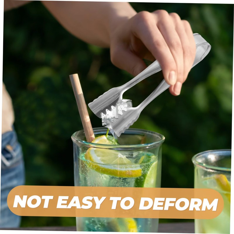 Vaguelly Stainless Steel Ice Cube Tongs Versatile Food Clips for