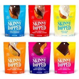 SkinnyDipped Faves Variety Pack, Healthy Snack, Plant Protein, Gluten Free, Pack of 6