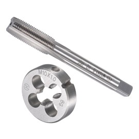 CoCud Tap and Die Set, M10 x 1 Thread, Metric High-Speed Steel Machine Screw Tap & Round Die Tool Kit - (Applications: for Threading Tapping Repairing), 1-Set