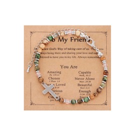 Kivosliviz Christian Cross Bracelet for Women Graduation Gifts for Teens Confirmation Baptism Gifts Unique Gift for Friends Daughter Mom Sister in Christ Birthday Christmas