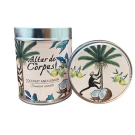 Altar de Corpus Scented Candle – Luxury 14 Oz Soy Candle for Aromatherapy, Stress Relief & Home Decor – 40-Hour Burn – Strong Scent – Ideal for Relaxation & Gifts (Coconut & Lemon)