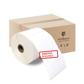 20 Rolls Thermal Transfer Paper Label/Industrial Grade 4" x 6", with Perforation, 1" Core, 4" OD, 250 Labels per Roll - White, Compatible with Zebra, Godex and Other Printers