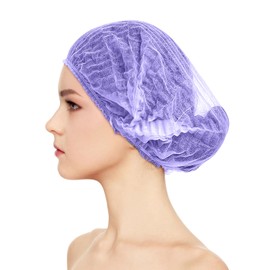 21inches Hair Net Disposable Bouffant Caps 100 Pcs, Elastic Dust Cap for Food Service, Kitchen Head Cover for Women (Purple)