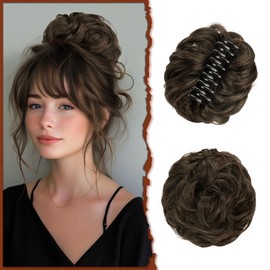 SOFEIYAN Claw Clip Messy Bun Hair Piece Wavy Curly Hair Bun Clip in Claw Chignon Ponytail Hairpieces Synthetic Tousled Updo Hair Extensions Scrunchie Hairpiece for Women