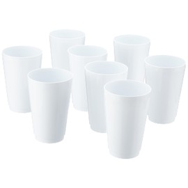 idea-station Plastic Cups, 8 x 450 ml, White, Shatterproof Drinking Cups for Children, Sturdy Party Cups Made of Plastic