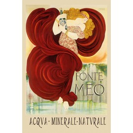 Canvas Sparkling Water Fonte Meo Acqva Minerale Naturale Italy Italian Shipped Rolled Vintage Poster Repro 12" X 16" Image Size ON Canvas