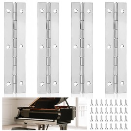 4 Pieces Piano Band Stainless Steel 12 cm Piano Hinge with 32 Pieces Screws Bar Hinge Piano Hinge Hinge Tape for Cabinet Doors Pianos Door
