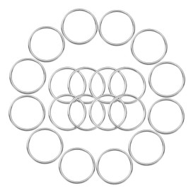 sourcing map 1.3 Inch Metal O Rings, Silver Welded Round Ring Buckles, Stainless Steel Hardware Bags Rings for Purse, Sewing Keychains Belts, Dog Collars, 20Pcs