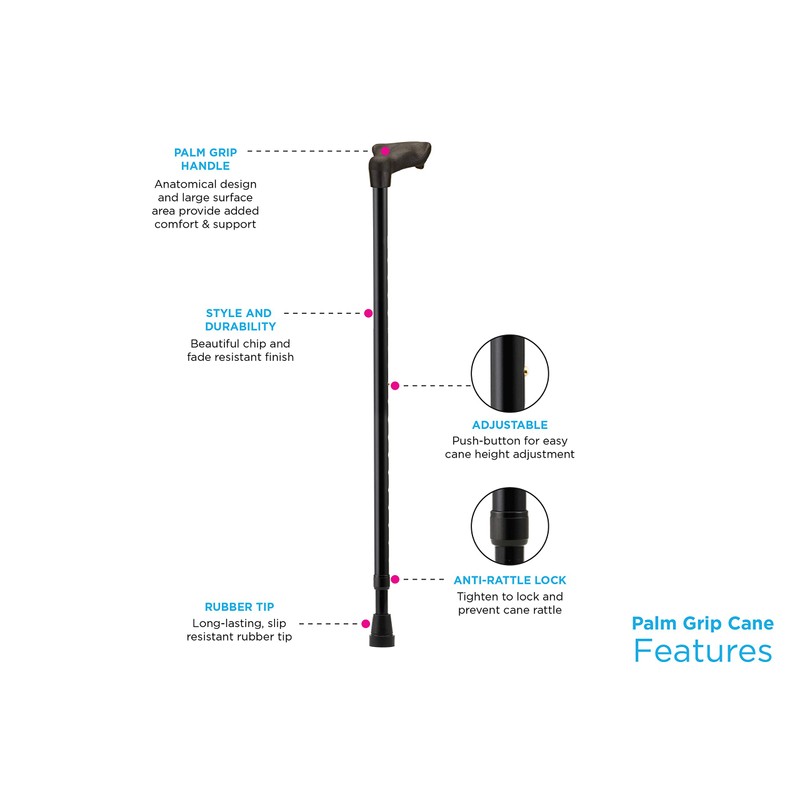 NOVA Medical Products Palm Grip Orthopedic Handle Walking Cane for